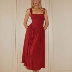 Peppermayo Exclusive - Emmalina Midi Dress - Deep Red